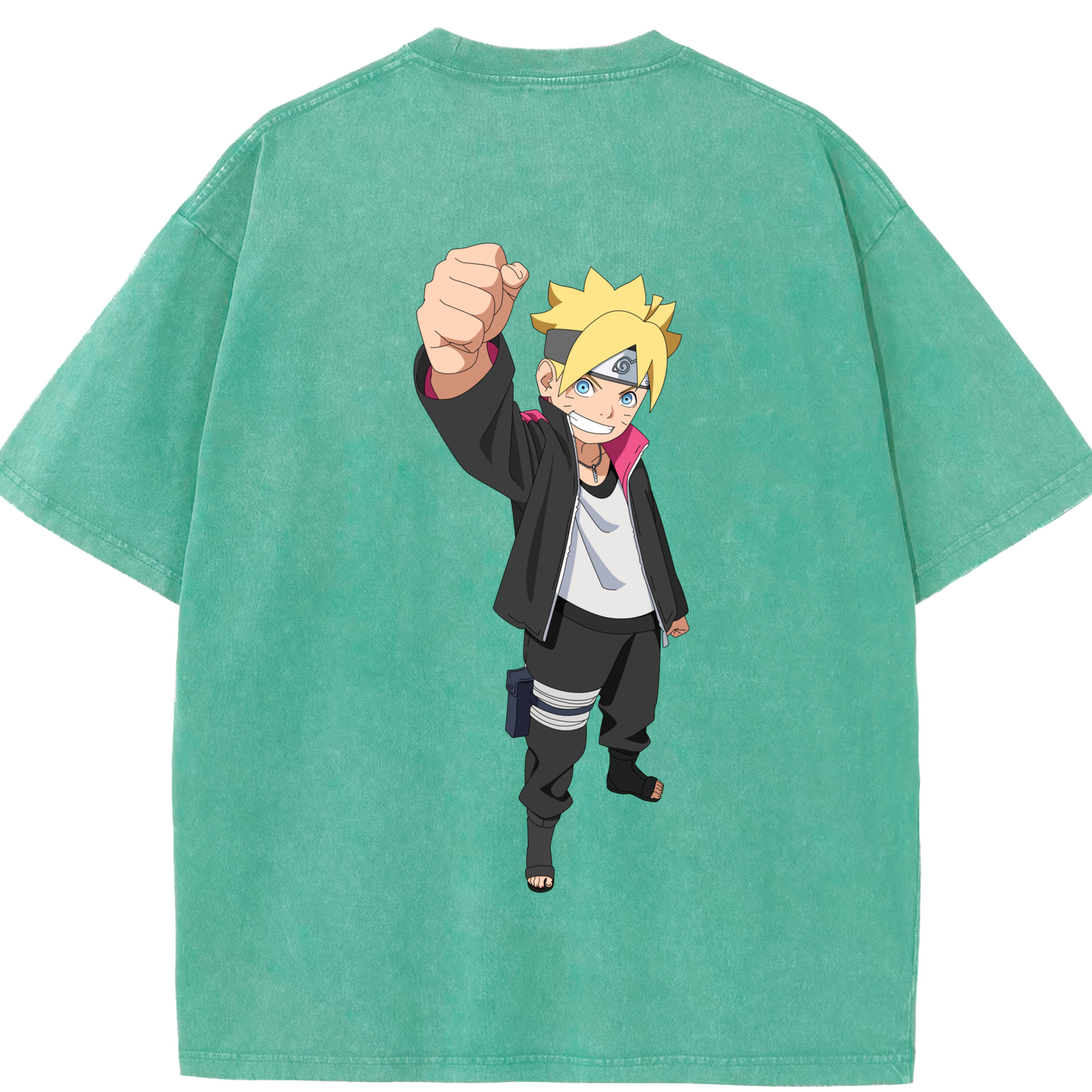 （画像用） NARUTO -ナルト- うずまき ボルト Uzumaki Boruto 綿100% ヴィンテージ風 半袖Tシャツ（背面プリント）